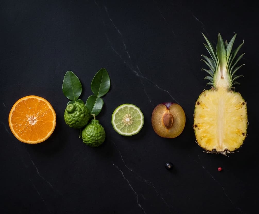 Bergamot • Lemon • Pineapple • Mandarin • Marine Accord • Pink Pepper • Plum — top note