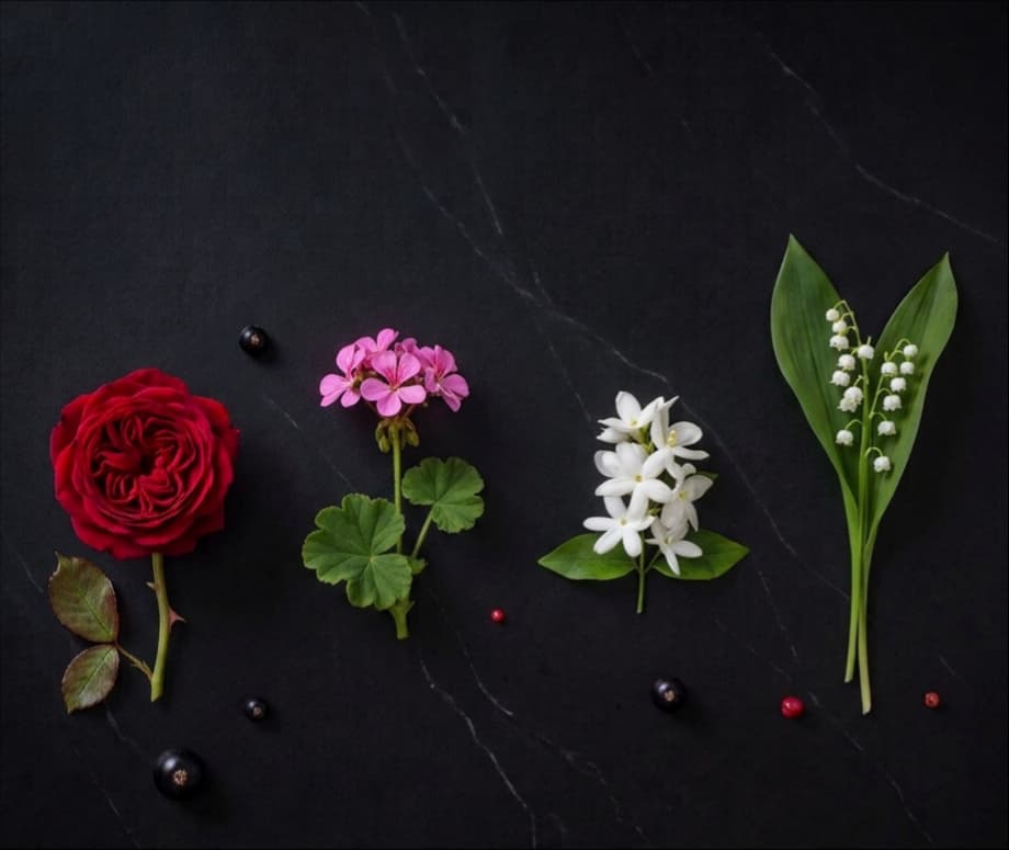 Rose • Geranium • Jasmine • Lily of the Valley — heart note